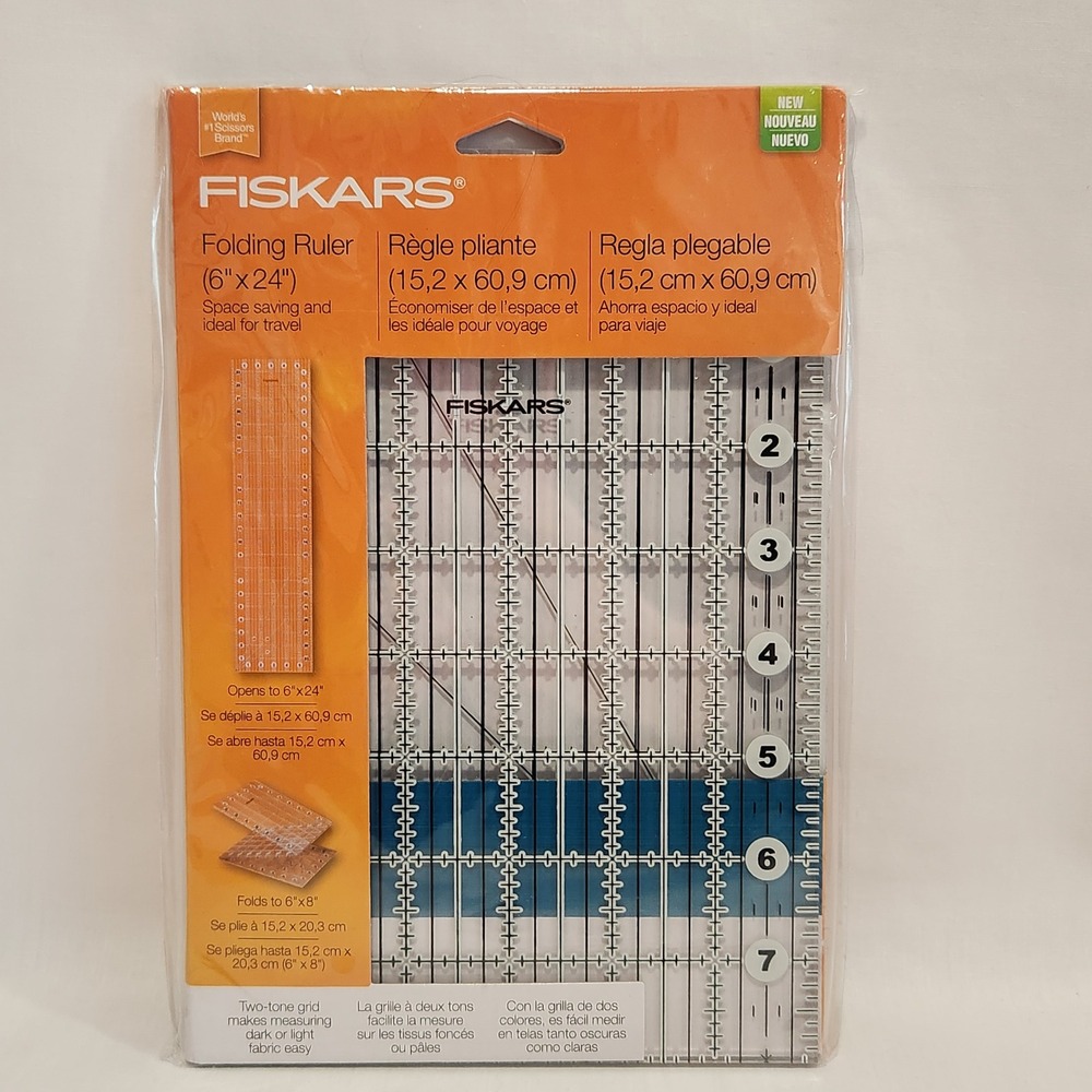 Fiskars Folding Ruler 6x24 Inch Acrylic Quilting Sewing Tool 187650-1001 New‎